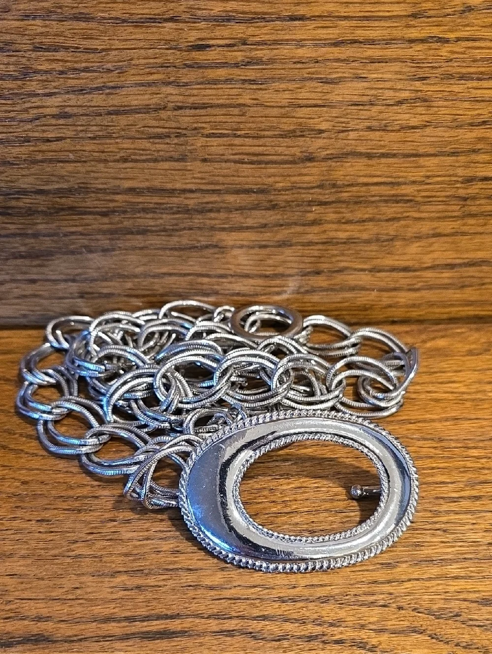 Silver-Tone Oval Chain Belt